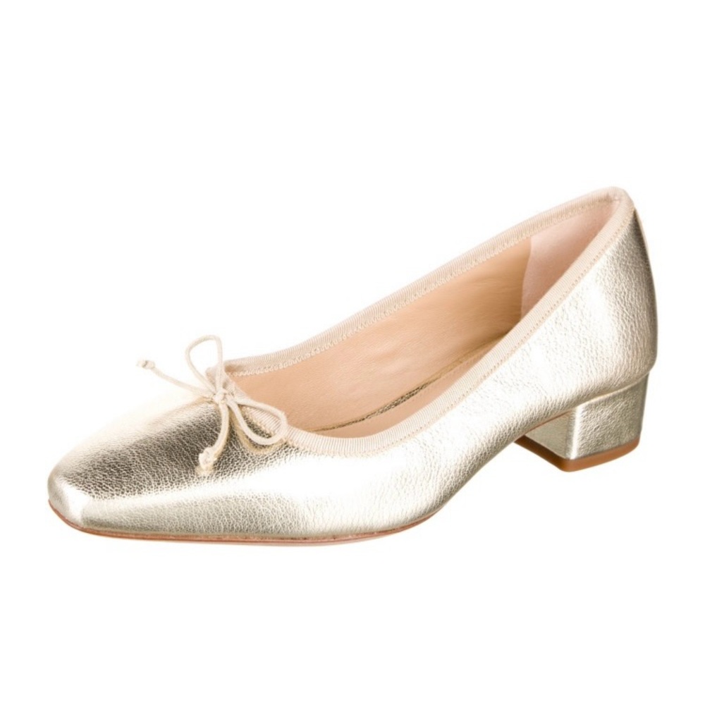 Veronica Beard Cecile Metallic Leather Ballet Pump, Gold, Size 7.5M